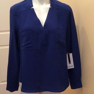 Nine West long sleeves tunic royal blue